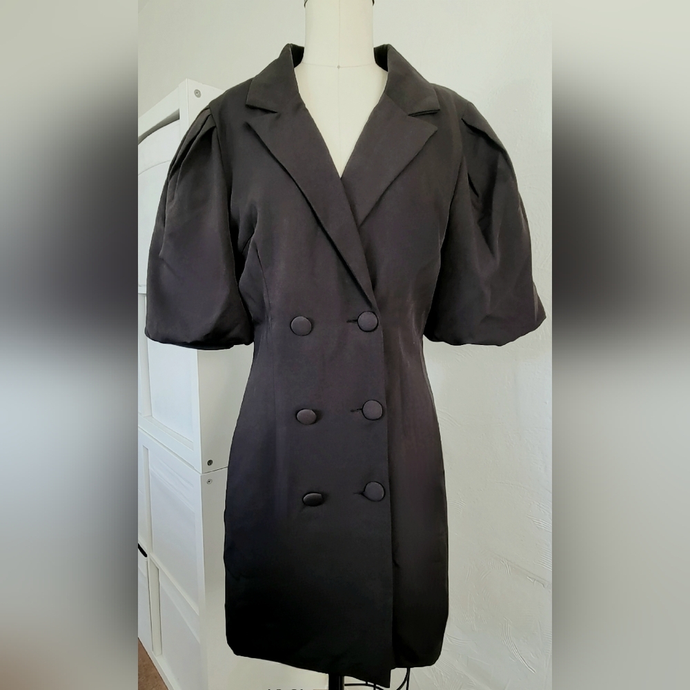 ASOS Missguided Size 4 Black Puff Sleeve Blazer Mini Dress